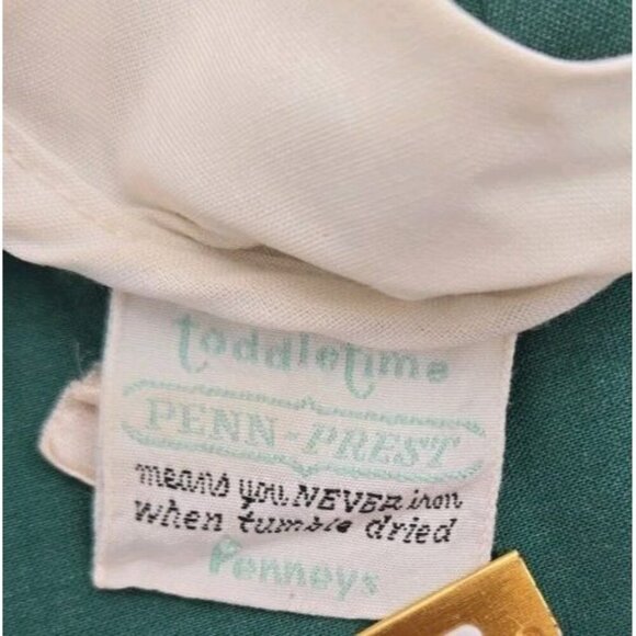 Vintage JC Penney Penn Prest Toddler Circle Dress Green Size 3 Made In USA 15832 - Picture 7 of 8